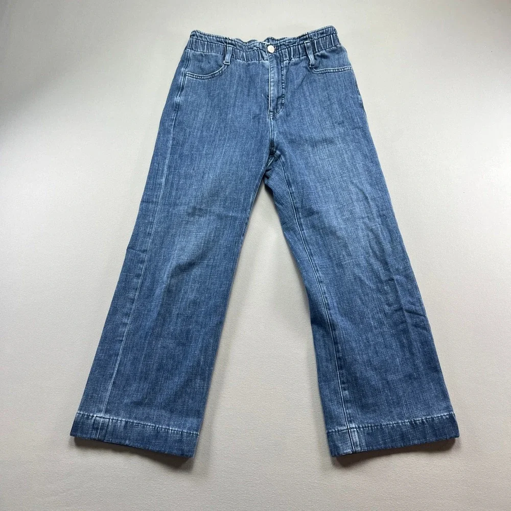 J.Crew Wide Jeans Womens 27 Blue Denim Cotton High Rise Button Fly Medium Wash